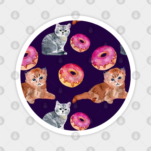 Kittens and donut Magnet by Irina_Reznikova